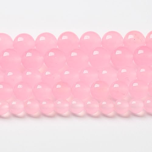 60 cuentas de piedra natural de calcedonia rosa claro para la fabricación de joyas, cuentas de piedra curativa energética, cuentas de piedra para
