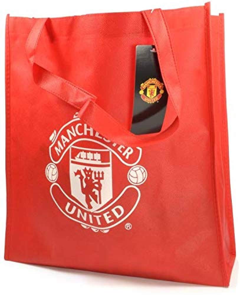 Manchester United FC Official Soccer Crest Reusable Tote Bag (One Size) (Red/White)