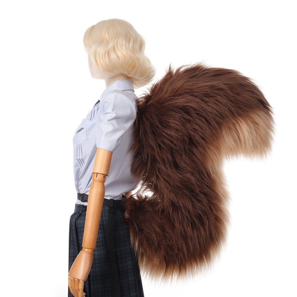 Pluszowy ogon wiewiórki 135 cm do Cosplay, duże pluszowe zwierzątko na pokazy halloweenowe i tematyczne przebieranki
