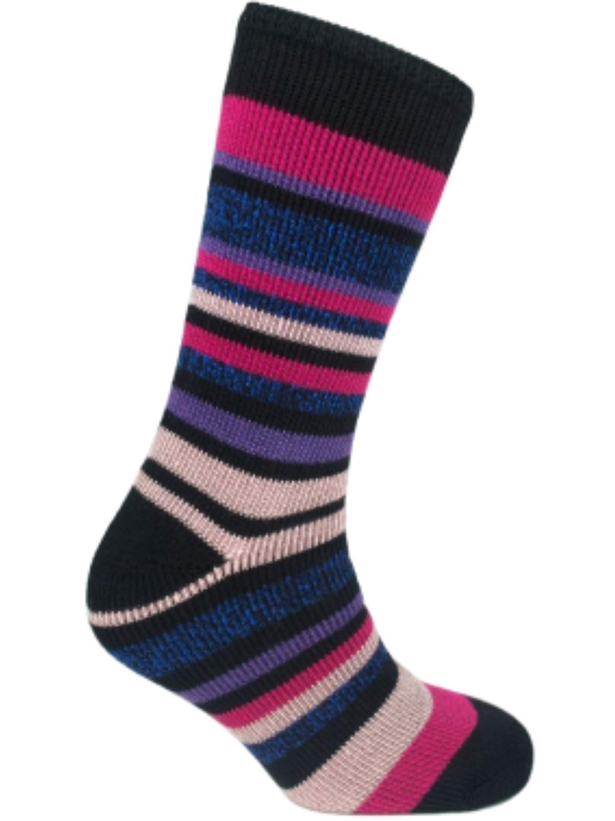 Socks By Heat Machine Women's Design 1 Stripe Extra Thick 2.3 Tog Rated Brushed Insulated Thermal Socks By Heat Machine™ / (Design 1) Size 4