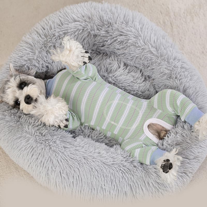 Image of Dog Surgery Recovery Suit for Small Dogs, 4-Legged Dog Onesie After Surgery with Back Snaps, Breathable Cotton Spay and Neuter Bodysuit for Female and Male Dogs