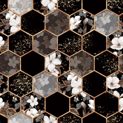 ReWallpaper Geometric Peel and Stick Wallpaper Black and White Floral