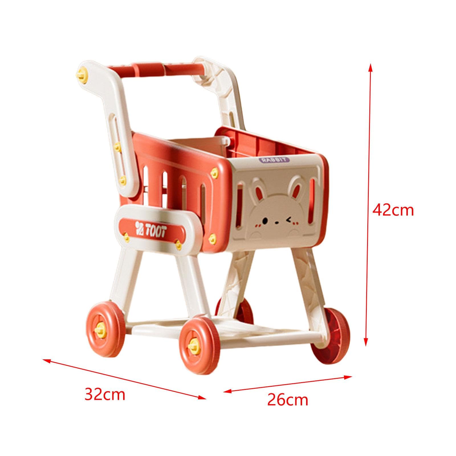 Carrello della Spesa per Bambini, Gioco di Ruolo, Carrello della Spesa Giocattolo, Carrello del Supermercato per Bambini E Bambine, Rosso