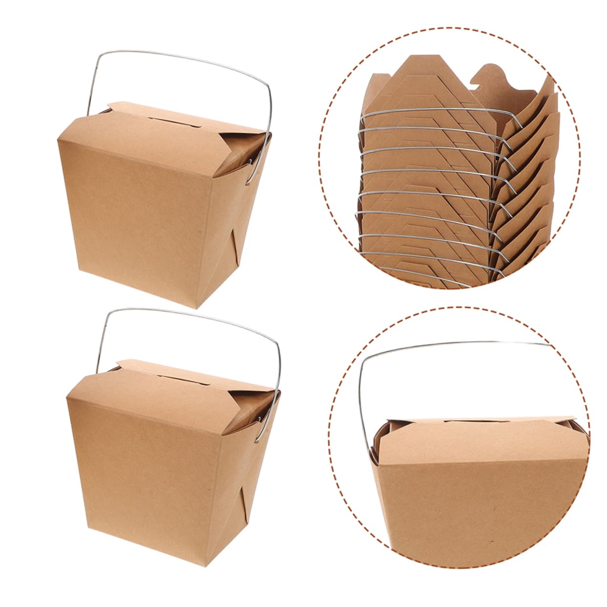 HEMOTON 50piezas Cajas De Comida Para Llevar Con Asa De Metal Para Catering Picnic Restaurante Contenedores Para Comida Transporte De Alimentos Unidades Para Arroz Frito Pollo y