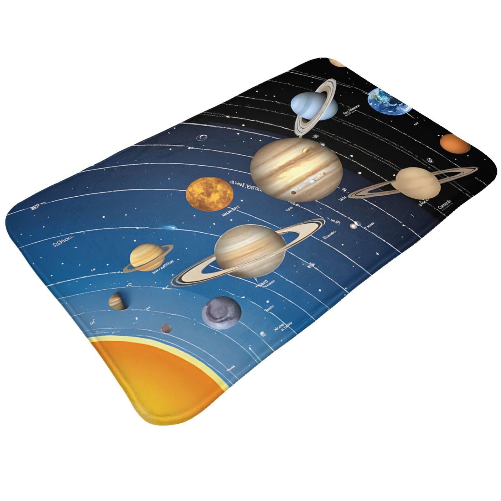 Outer Space Solar System Print Living Room Bathroom Kitchen Anti Slip and Absorbent Carpet, Indoor Entrance Door Muddy Floor Mat, Ultra Soft Washable Carpet 21x31.5 Inches