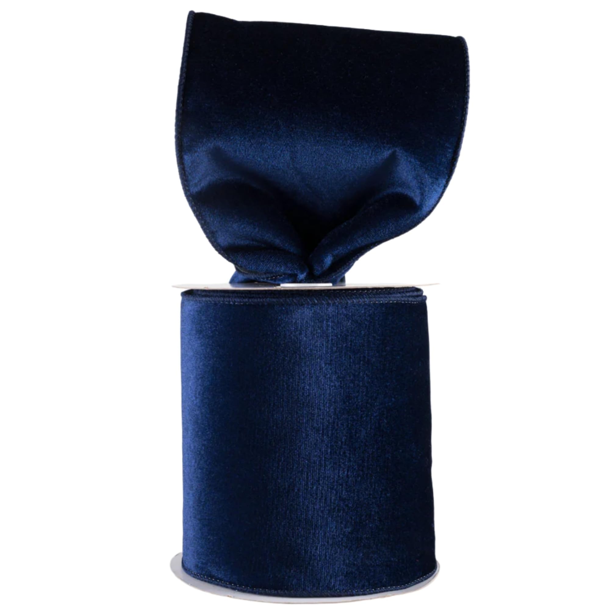 Velvet Wired Edge Ribbon, 4 Inch Width, Christmas Gift Wrapping Ribbon, Waterproof for Wreath DIY Crafts (Navy, 10 Yards)