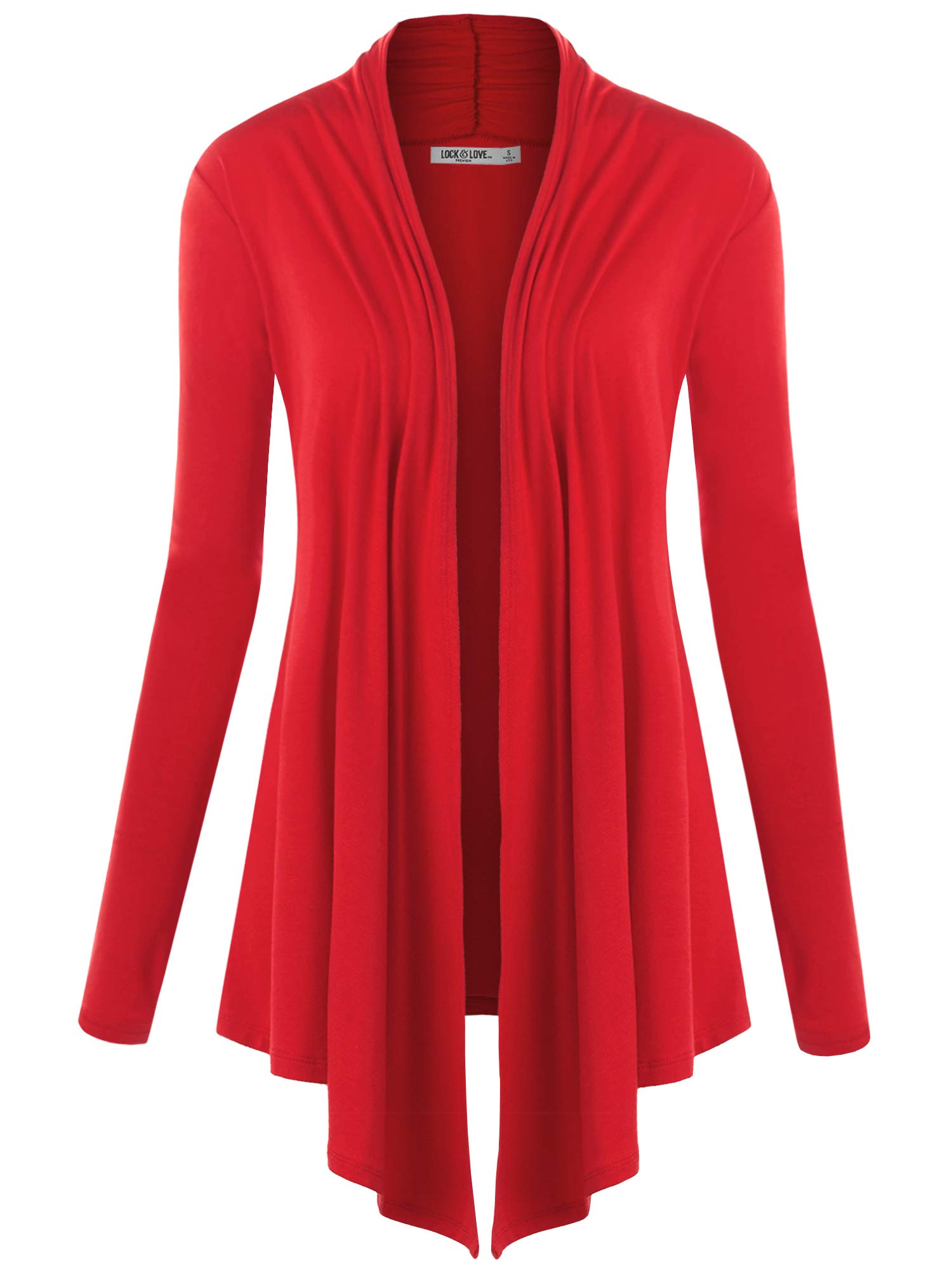 Lock and Love Women's Draped Open Front Cardigan – Lightweight Long Sleeve Asymmetrical Hem Soft Casual Duster Cover Up