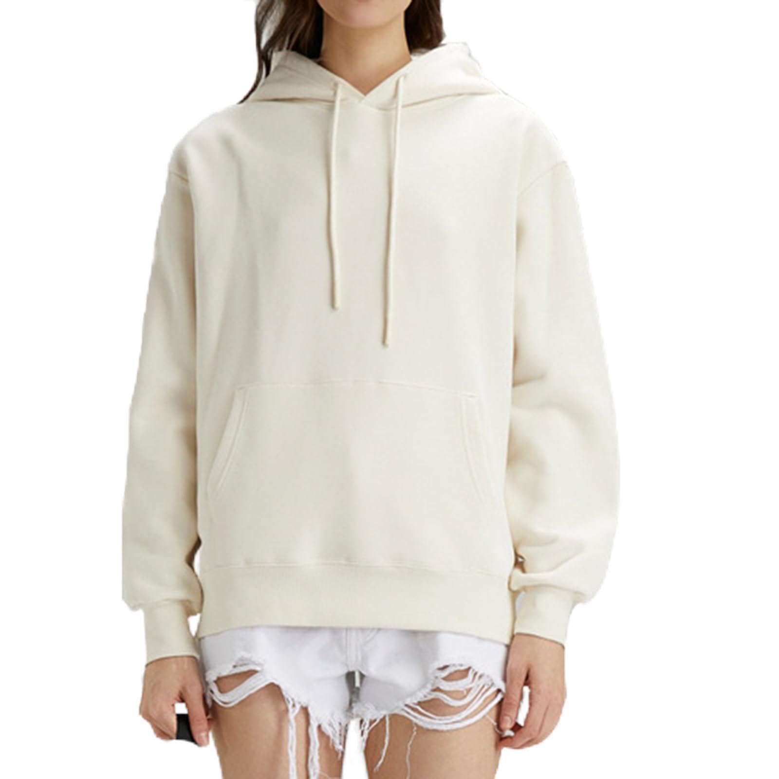 Bluza z Kapturem Damska Bluza z Kapturem Sweter Jesienno-zimowa Bluza w Stylu Casual z Długimi Rękawami Bawełniane Bluzki z Kapturem ze Sznurkiem Y2K Top z Kieszeniami Moda Rekreacyjna