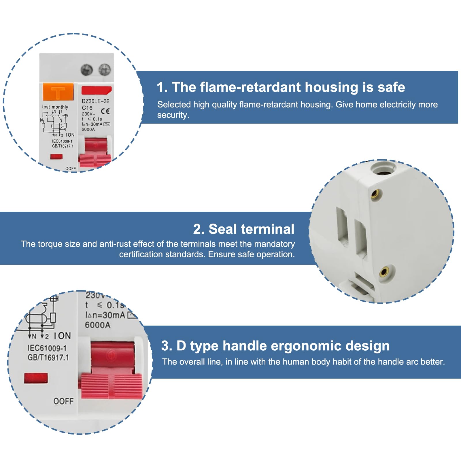 FI/LS schakelaar 30mA aardlekschakelaar 1P N 6kA 16A stroom RCD beschermde stroomonderbreker 230V type A, B16, curve B, DIN-rail FI/LS schakelaar 30mA aardlekschakelaar 1P N 6kA 16A stroom RCD beschermde stroomonderbreker 230V type A, B16, curve B, DIN-rail
