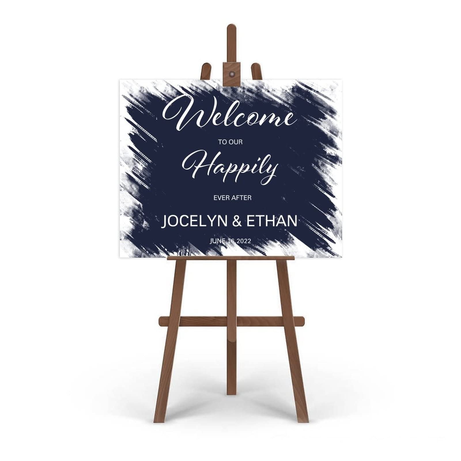 Edytowalny minimalistyczny znak ślubny niestandardowy znak powitalny dla panny młodej dostosowany do Twoich imion i dat, baby shower, rocznica, przyjęcie, pogrzeb, 50 x 76 cm