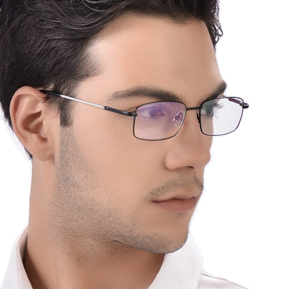 [KLESIA] 老眼鏡 累進変焦 遠近両用眼鏡 記憶合金 ブルーライト UV400対応可 (3.0, ブラック)