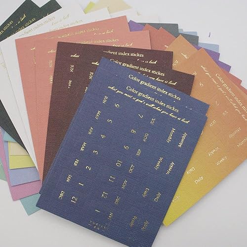 Miniatura 10 de 10 hojas autoadhesivas de color degradado, pestañas de índice de calendario mensual para planificadores, diarios, cuadernos, agendas y