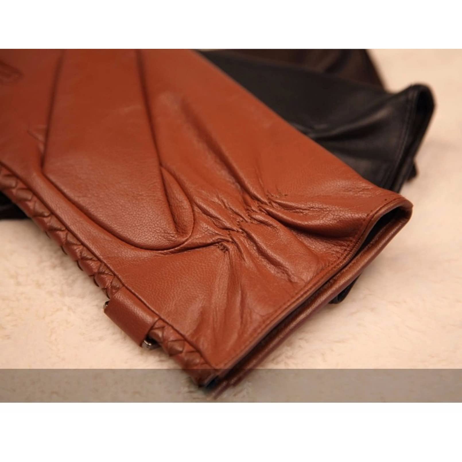 Guantes de motocicletaGuantes de cuero para hombre Guantes de cuero de muñeca sólida Guantes de cuero para hombre Guantes cálidos de invierno para conducir