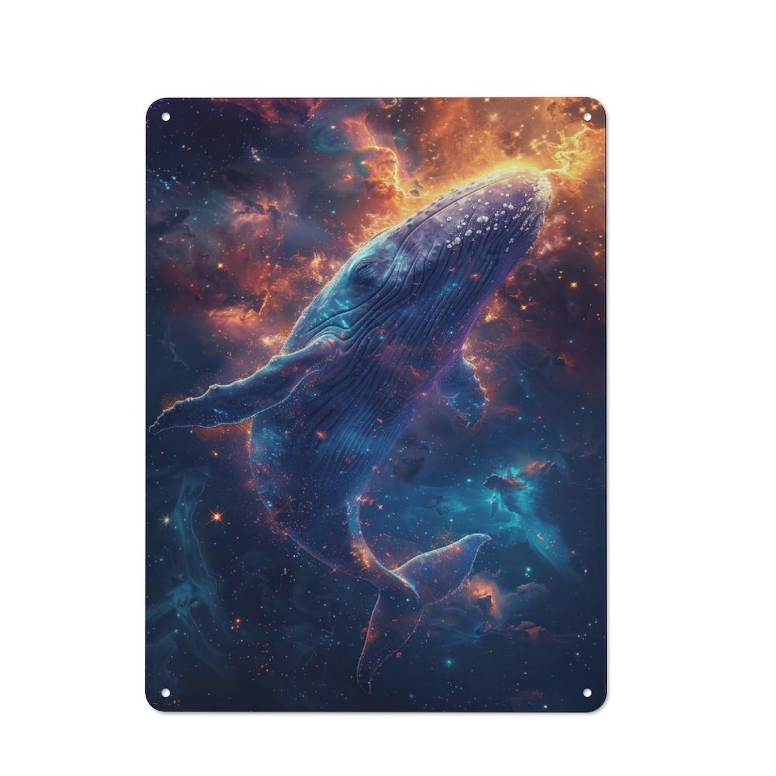 Junmoney Cosmic Whale Metal Wall Sign 40X30cm Featuring For Bar Or Restaurant, For Restaurant Interior Fans