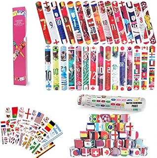 130 PCS Football Party Bags Fillers,30 PCS Slap Bands,100 PCS Football Tattoos Stickers, Football Gift Ideas, Football Party Favours Birthday Gift School Classroom Rewards for Boys Girls