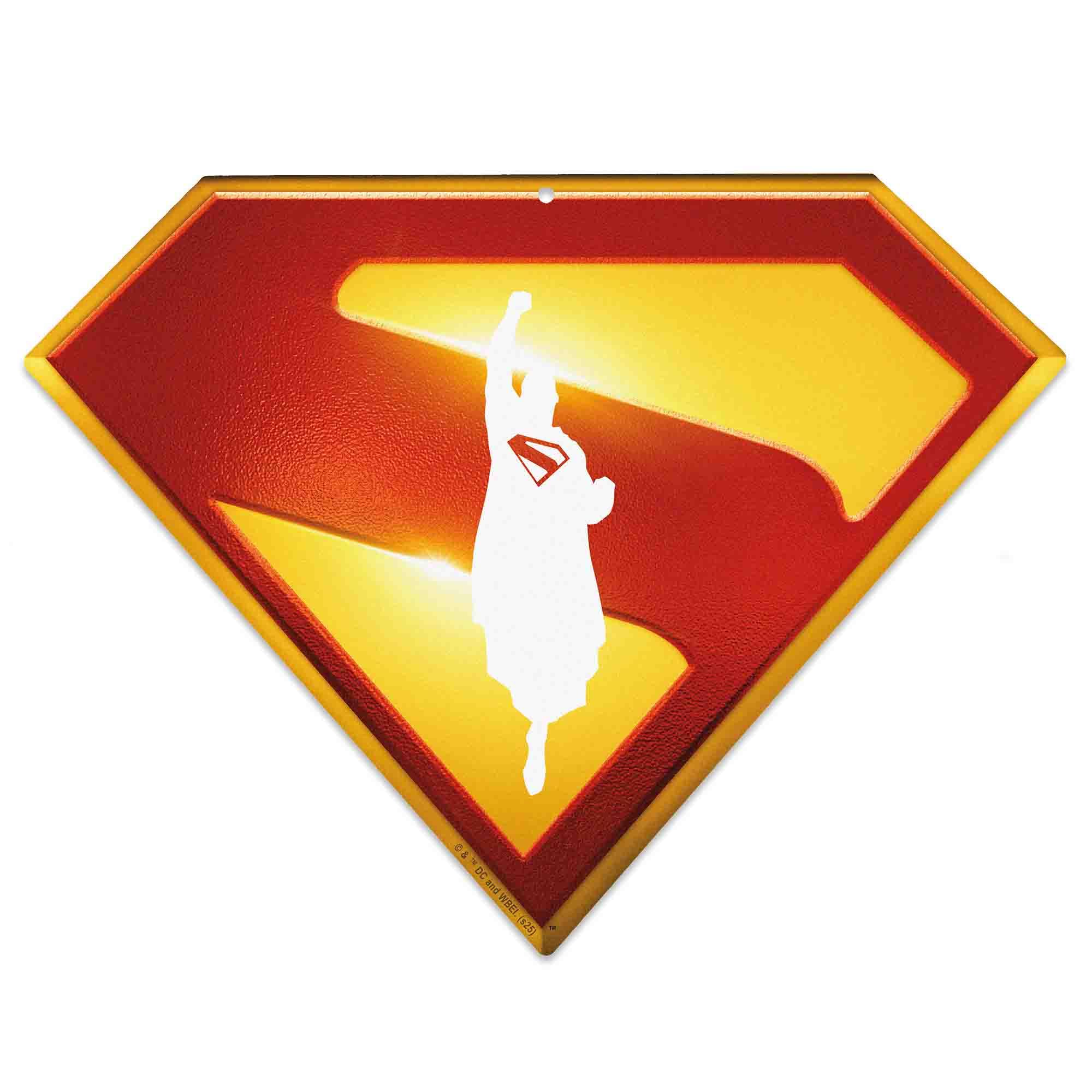 DC Comics Superman "S" Logo Metal Wall Decor - Iconic Superman Emblem Sign for Hero-Themed Spaces
