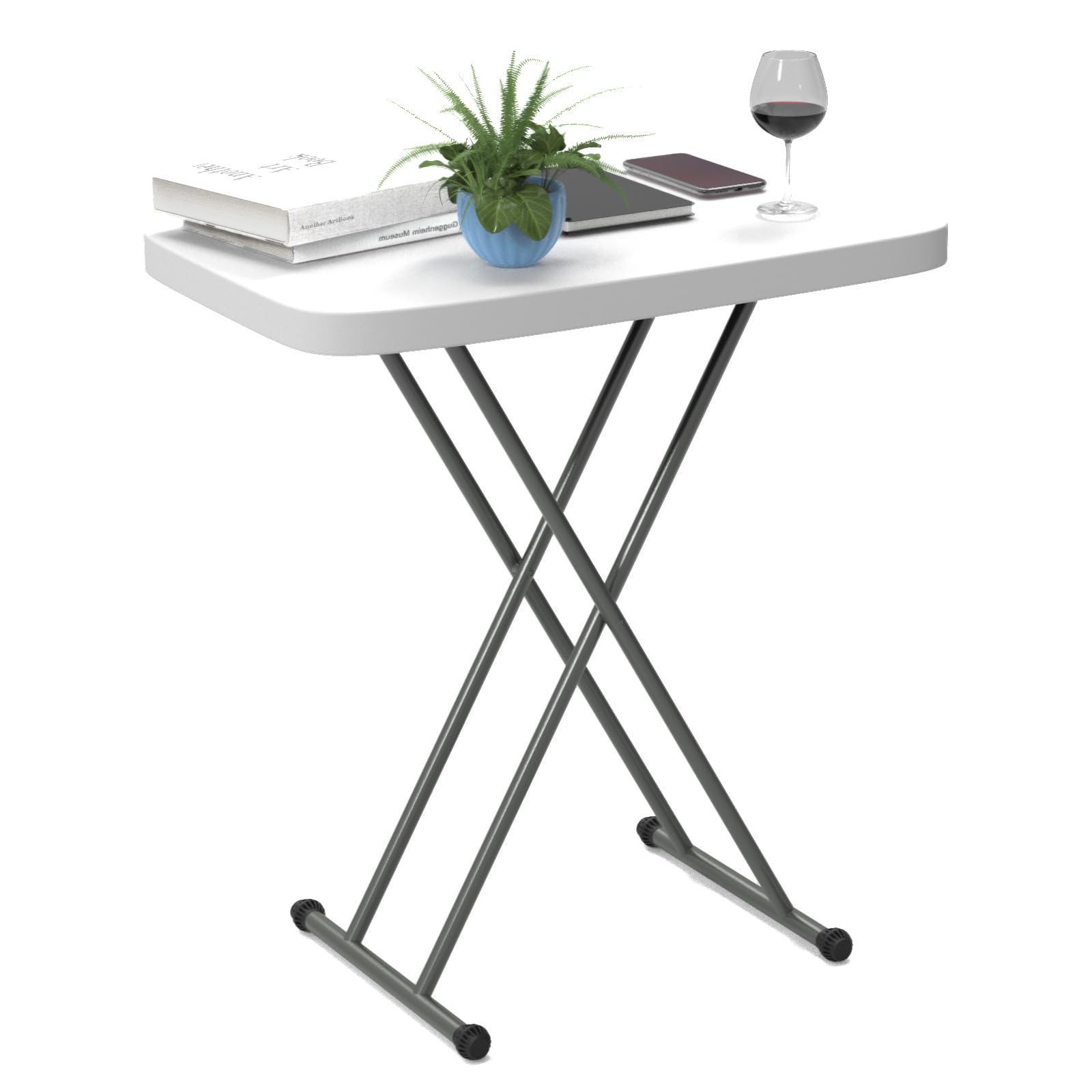 Folding Table Adjustable Height 30.3×19.7×13.8-29.6inch Portable Foldable Utility Activity Dinning Table Space-Saving Laptop Desk Indoor Outdoor for