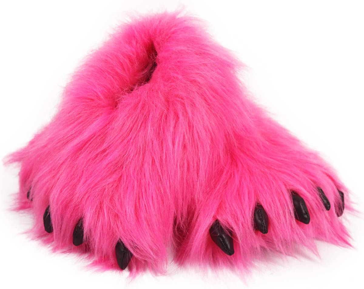 Caramella Bubble Cute Fuzzy Animal Paw Slippers Fluffy Animal Claw Slippers Soft Funny Monster House Shoes for Adults Women for Vacation Birthday