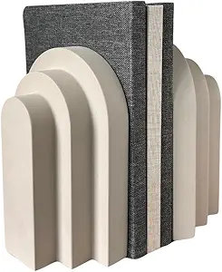 OAKOA Concrete Heavy Book Ends Decorative - Decorative Bookends for Heavy Books - Book Ends for Shelves Decorative - Heavy Duty Bookends for Shelves Decorative - Modern Bookends Decorative