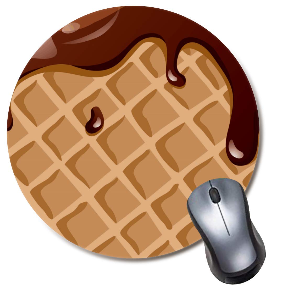 Round Chocolate Fudge Waffle Cone Mouse pad, Cute Funny Gift Mouse Mat, Food Mousepad