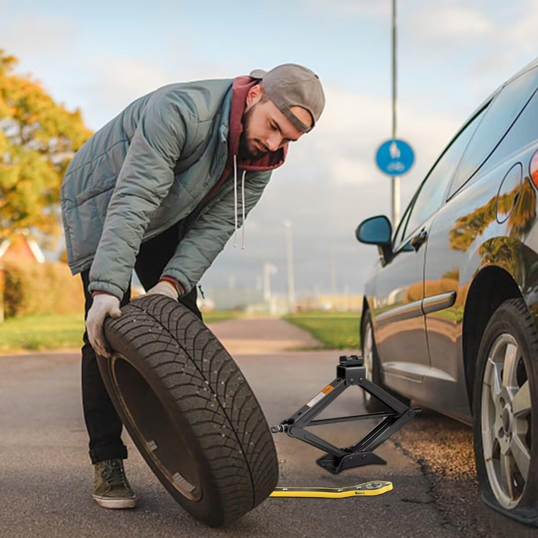 Cric per Auto 1,5 T Professionale con Cricchetto, Altezza Max 346 mm, Capacità 1500 kg per SUV, Camion, Auto