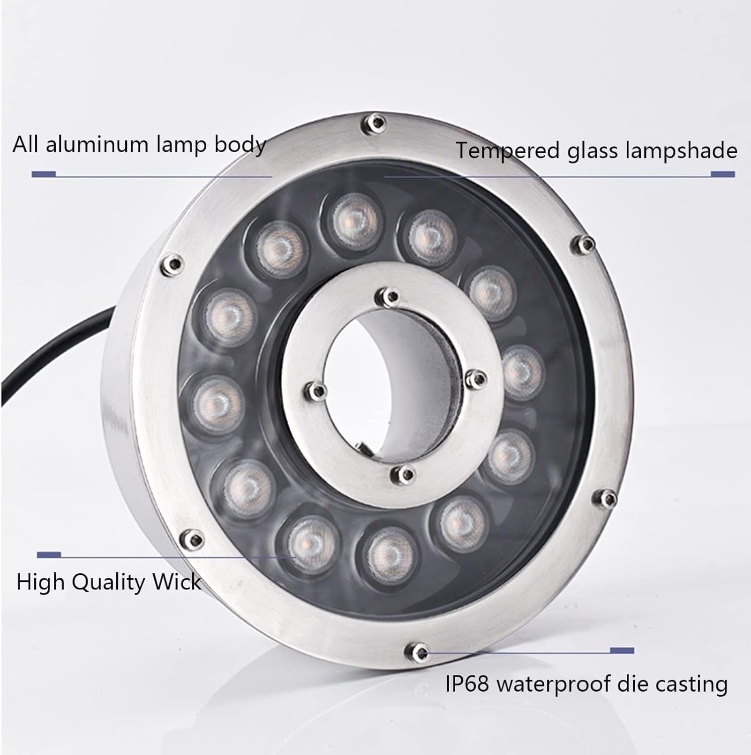 Poolbeleuchtung Ring RGB Unterwasser Licht Brunnen, Farbwechsel Licht Wasserabweisende LED, Tauchbare Landschaftsstrahler Unterwasser Teichbeleuchtung(18W(12V))