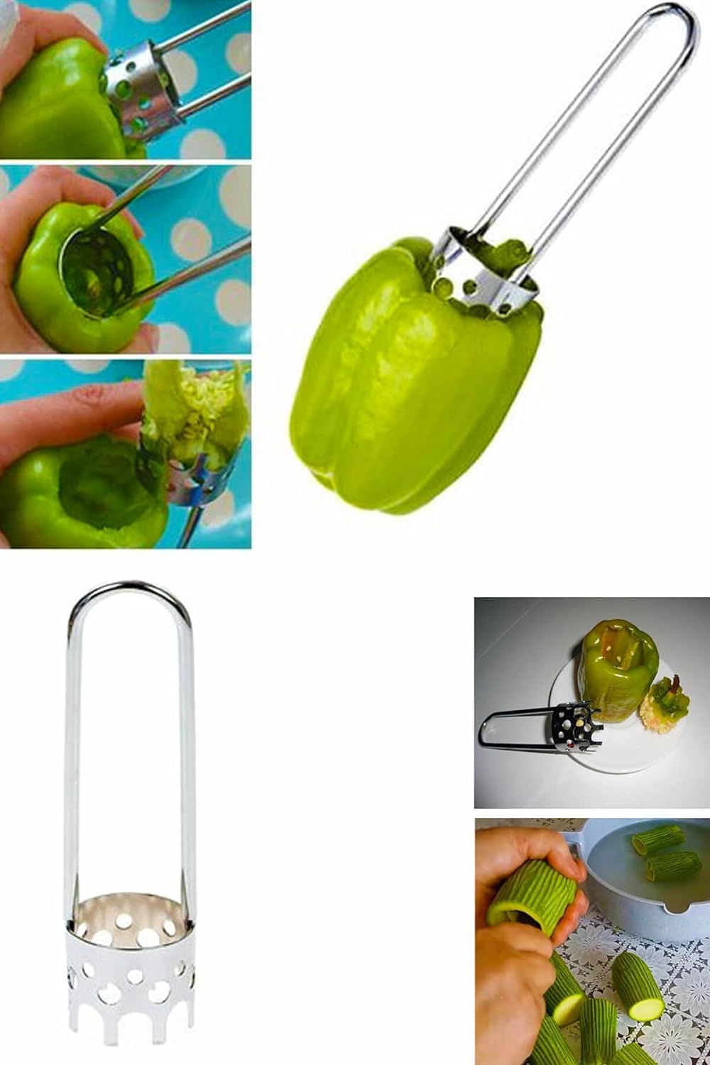 Produktbild von 2 Stück Pfefferentkerner, 2 In 1 Entkerner Für Obstpaprika, Entkerner Für Chilischoten Und Chilischoten, ABS Chili Kernentferner, Pfefferkernentkerner, Pfeffer Tomatenentkerner, Gemüseentkerner