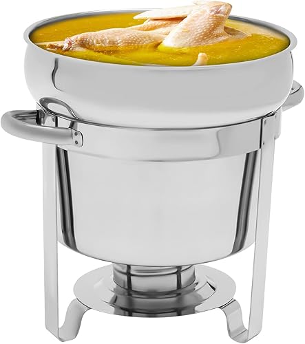 Calentador de sopa de 11L/9.9 cuartos de galón con bandeja de agua, suministros de catering de acero inoxidable 201, incluye soporte para combustible