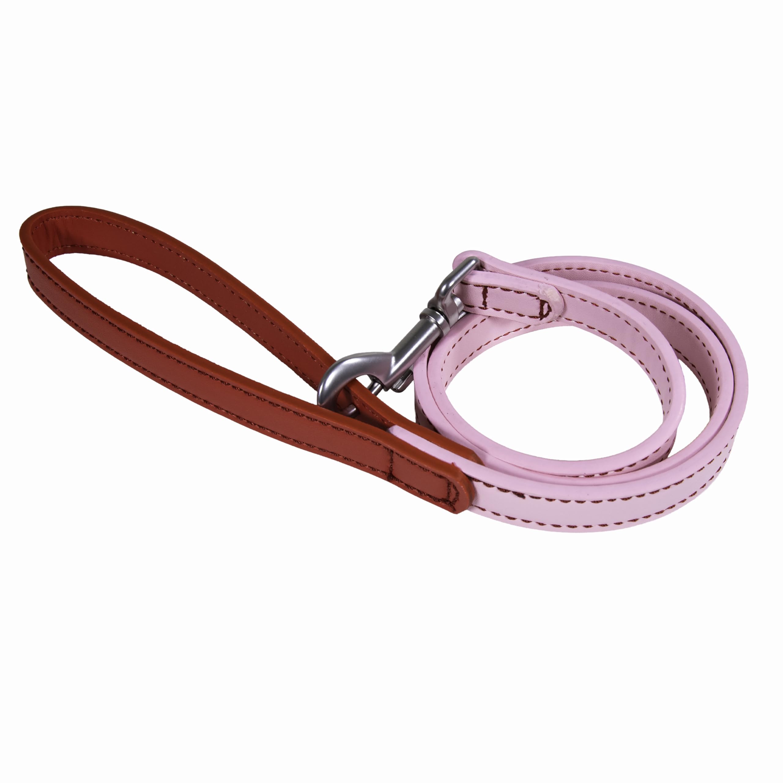 Rosewood Vegan Leather Dog Lead – PU Leather Pet Leash for Small, Medium & Large Dogs – Stylish, Durable Lead with Metal Hardware – Pink/Red, 102cm