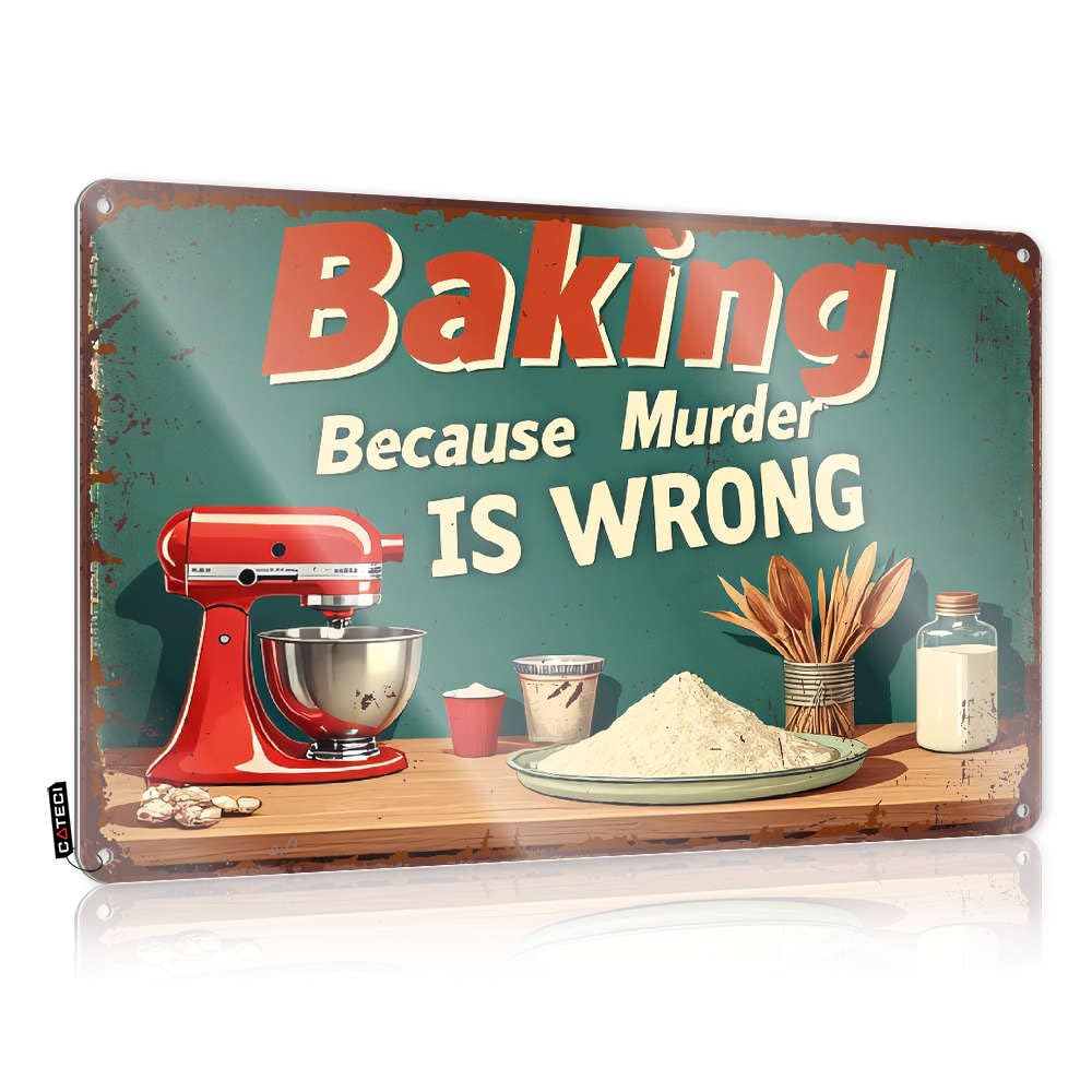 Clock, Vintage Wall Decor Country Bar Gift For Mom Baking Because Murder Is Wrong. | Rustic Old Wall Art(30X40CM)