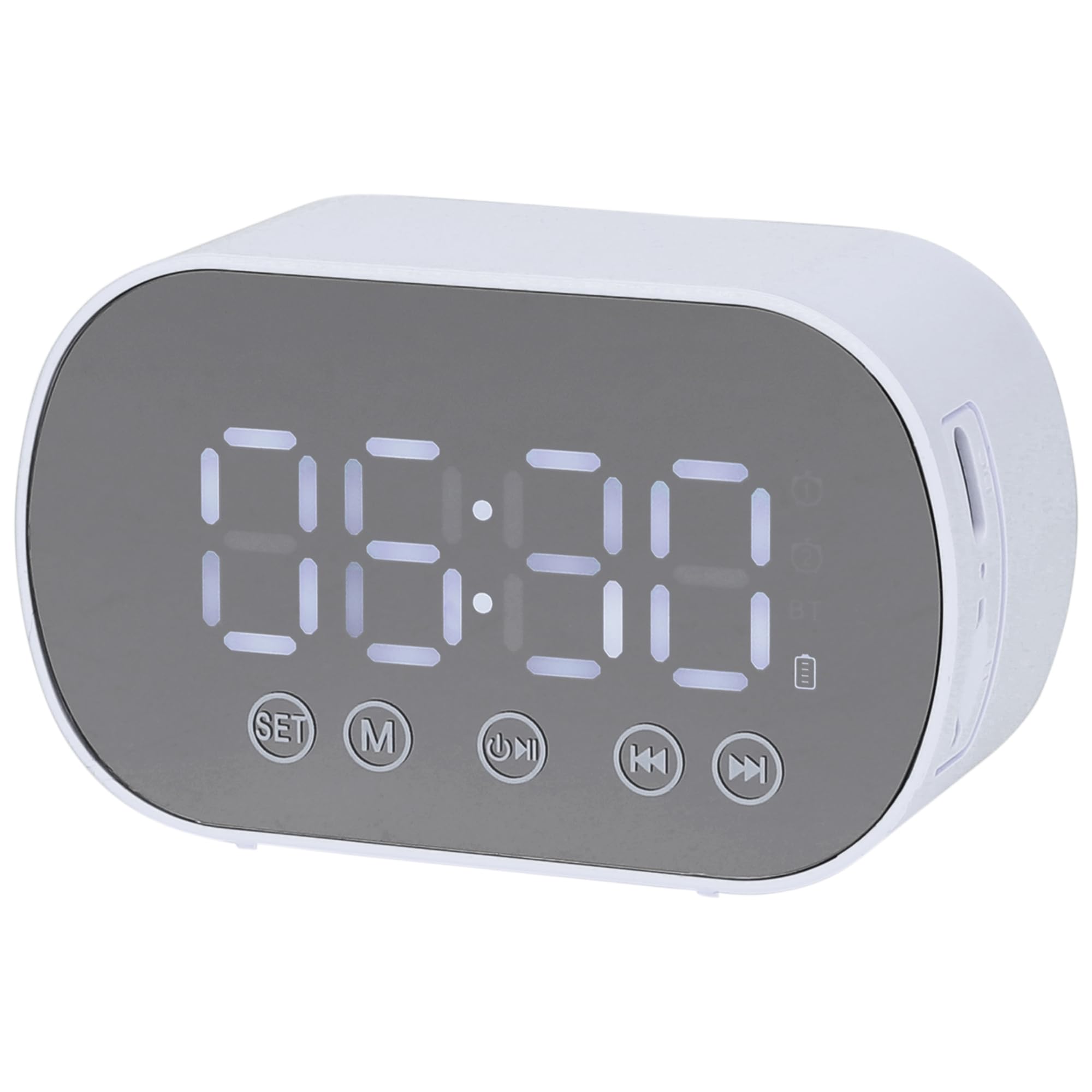 HMETOL Mirror Digital Alarm Clock with FM Radio, Snooze for Heavy Sleepers
