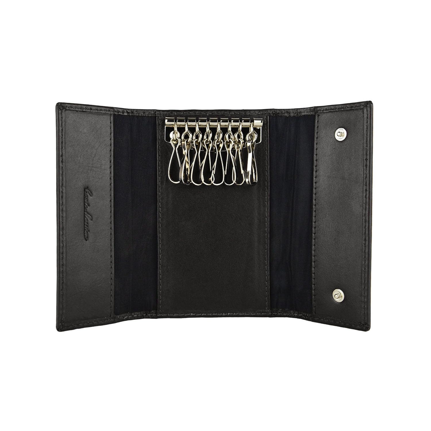 Cm Conte Massimo Unisex Dark Brown Head Genuine Leather Key Case For Men & Women - 8 Hooks, 2 Card Slots, Brown Organiser Wallet