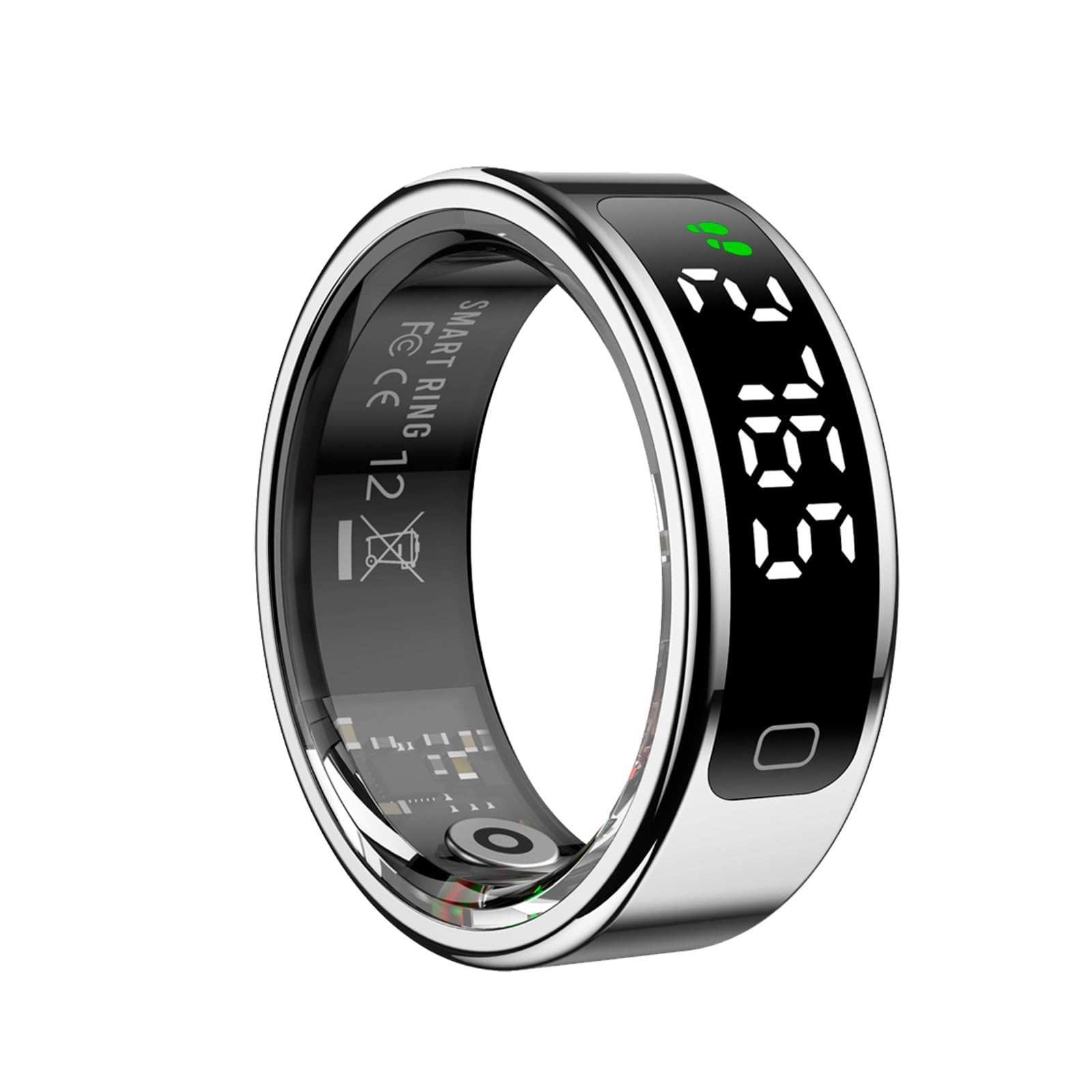 Smart Ring With Built-in LED Dispaly – Heart Rate, Body Temperature, SpO2 Monitoring, Stainless-Steel, IP68 Waterproof, Activity & Calorie Tracking, Sleep & Stress Monitoring, 6 Days Battery (Silver)-picture-31