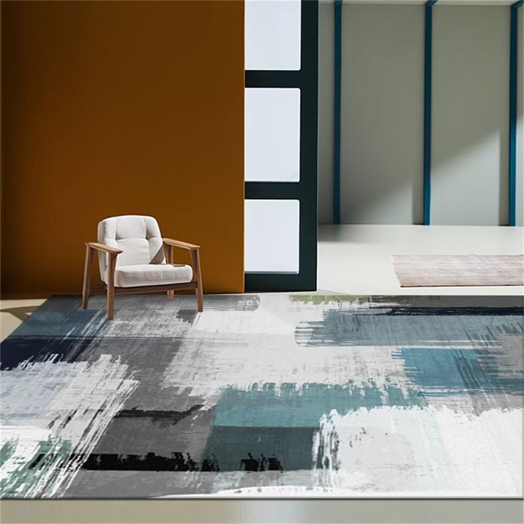 Kinderteppich Geometrische Kreativität Teppich Balkon Outdoor grau terrasse deko Rugs Washable kinderteppich Teenager Zimmer deko150x210CM