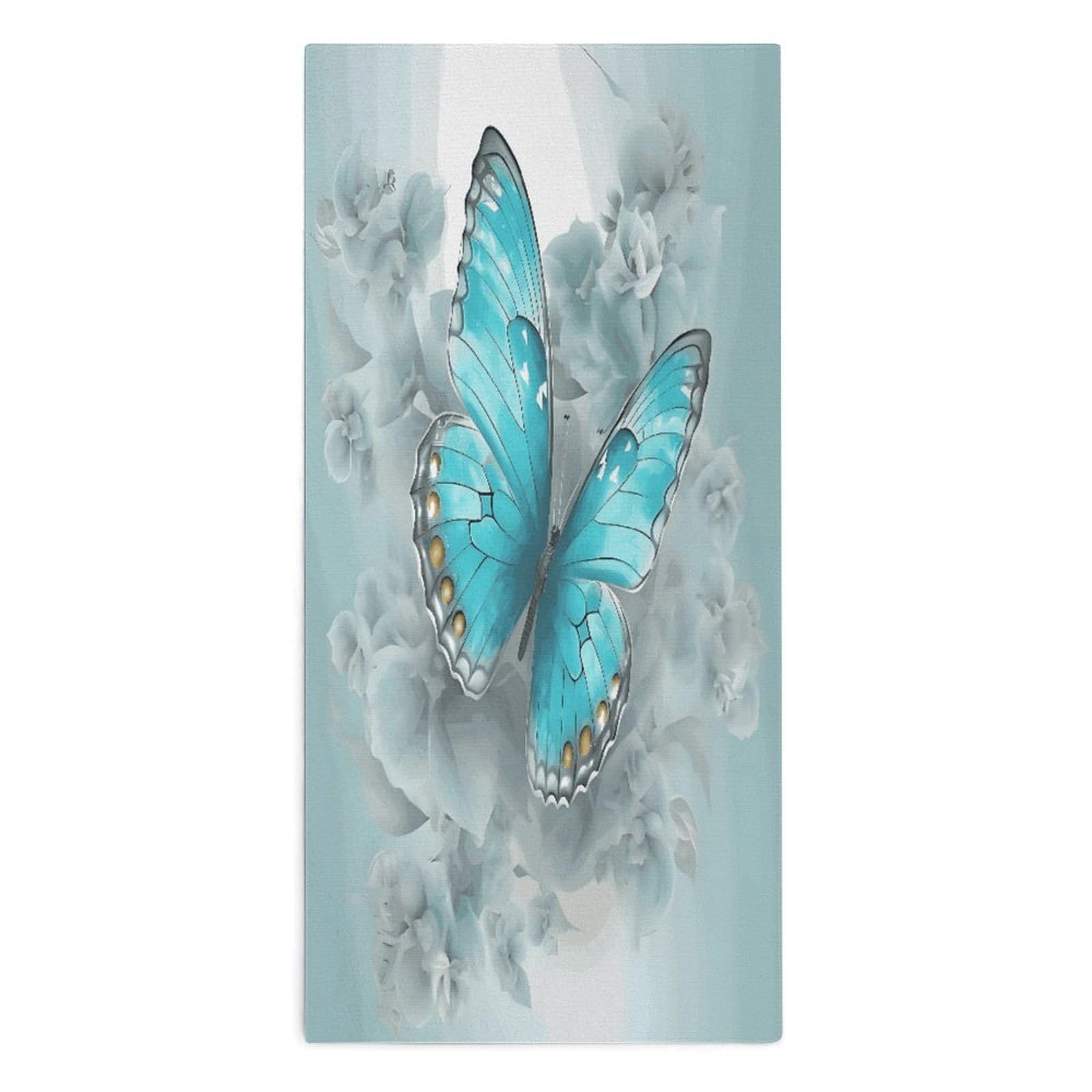YUXBVKRS Light Blue Butterfly Hand Towels for Bathroom 14x29 Inch