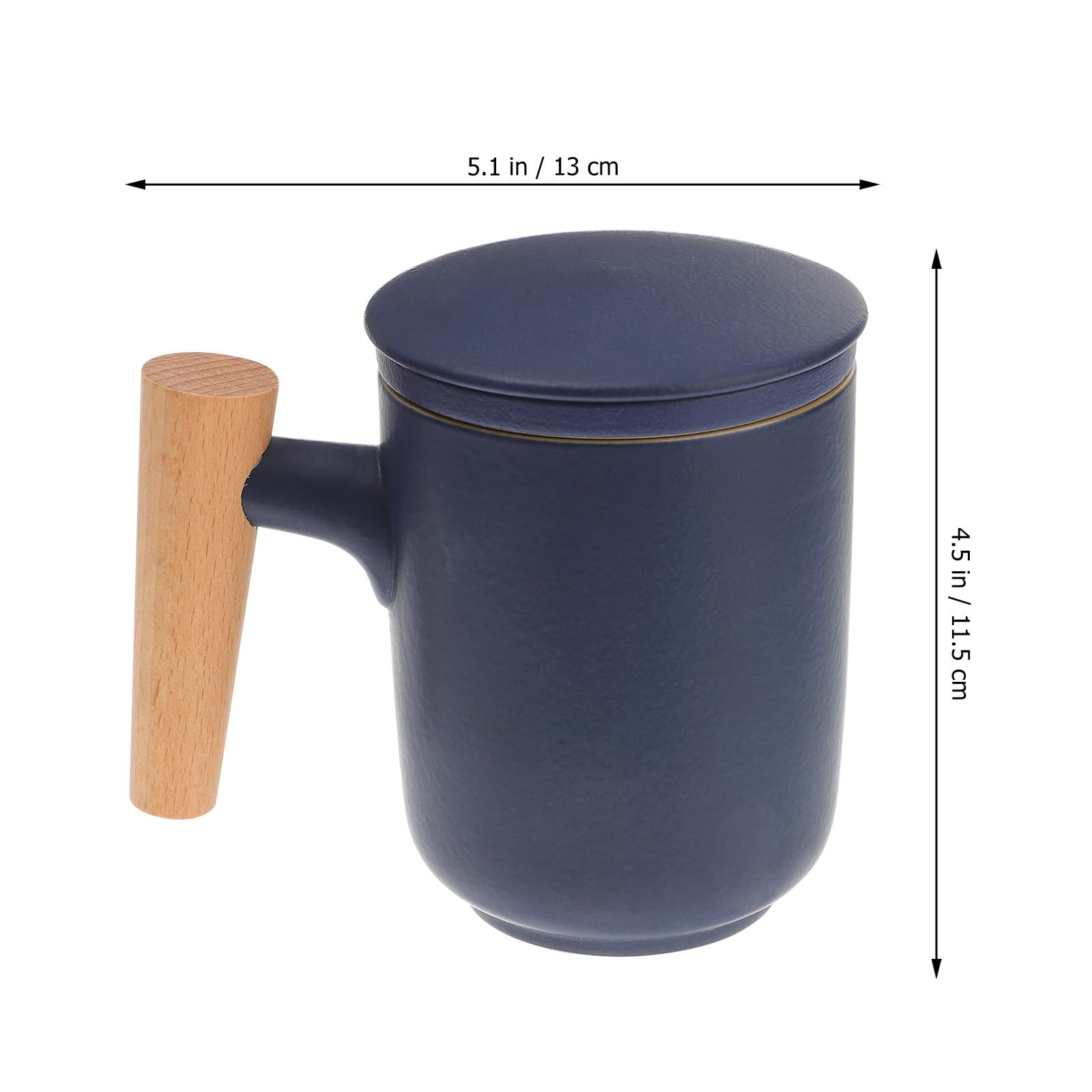 Toyvian Tasse à Thé Étanche en Céramique Noire Infuseur et Couvercle, Poignée en Bois Délicate Travail Voyages