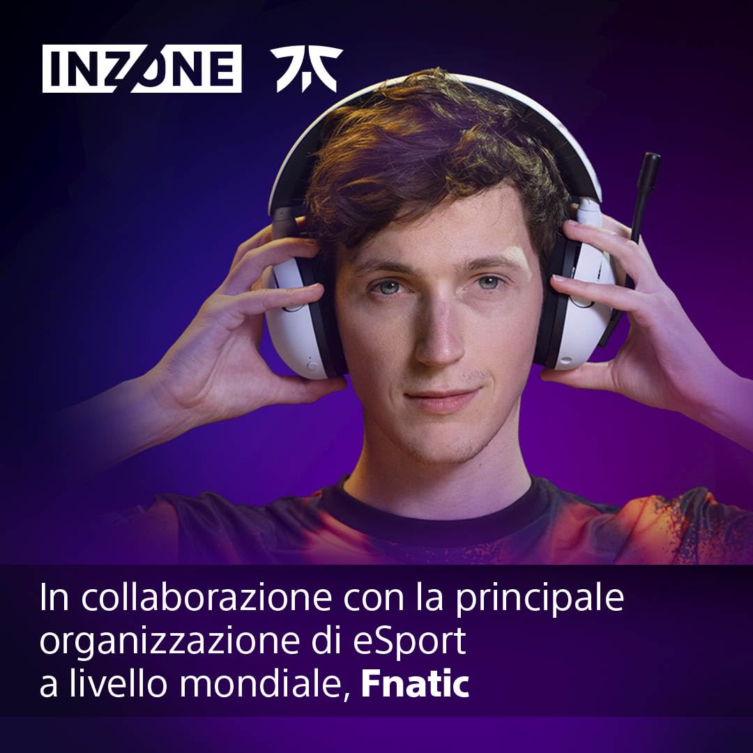 Sony INZONE H5 - Cuffie gaming wireless, Suono spaziale 360°, Batteria 28h, Microfono AI, Compatibili PC PS5, Bianco