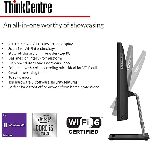 Miniatura 5 de Lenovo ThinkCentre M90a Business - Escritorio todo en uno, pantalla FHD IPS de 23.8 pulgadas, Intel Core i5-10500, Wi-Fi 6, 16 GB de RAM, SSD de 512