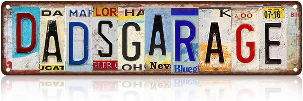 Letrero de metal para garaje de papá, divertido letrero de aluminio de 4 x 16 pulgadas, decoración de pared de cueva de hombre de taller vintage