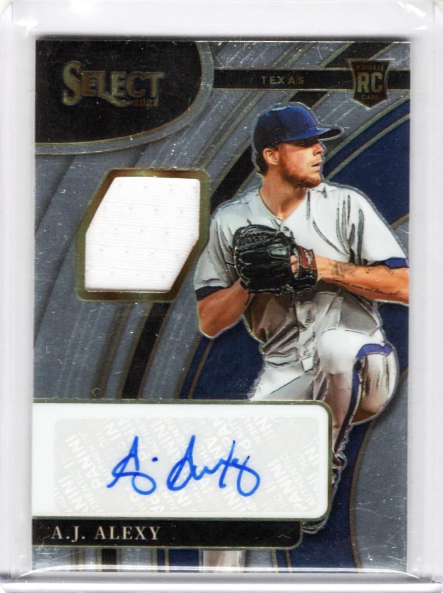 A.J. Alexy Autographed & Serial Numbered #194/299 Select Rookie Card Autograph Single Relic Game Used Jersey Memorabilia Collectible Baseball Card - 2021 Panini Select Baseball Card #RJA-AX (Rangers)