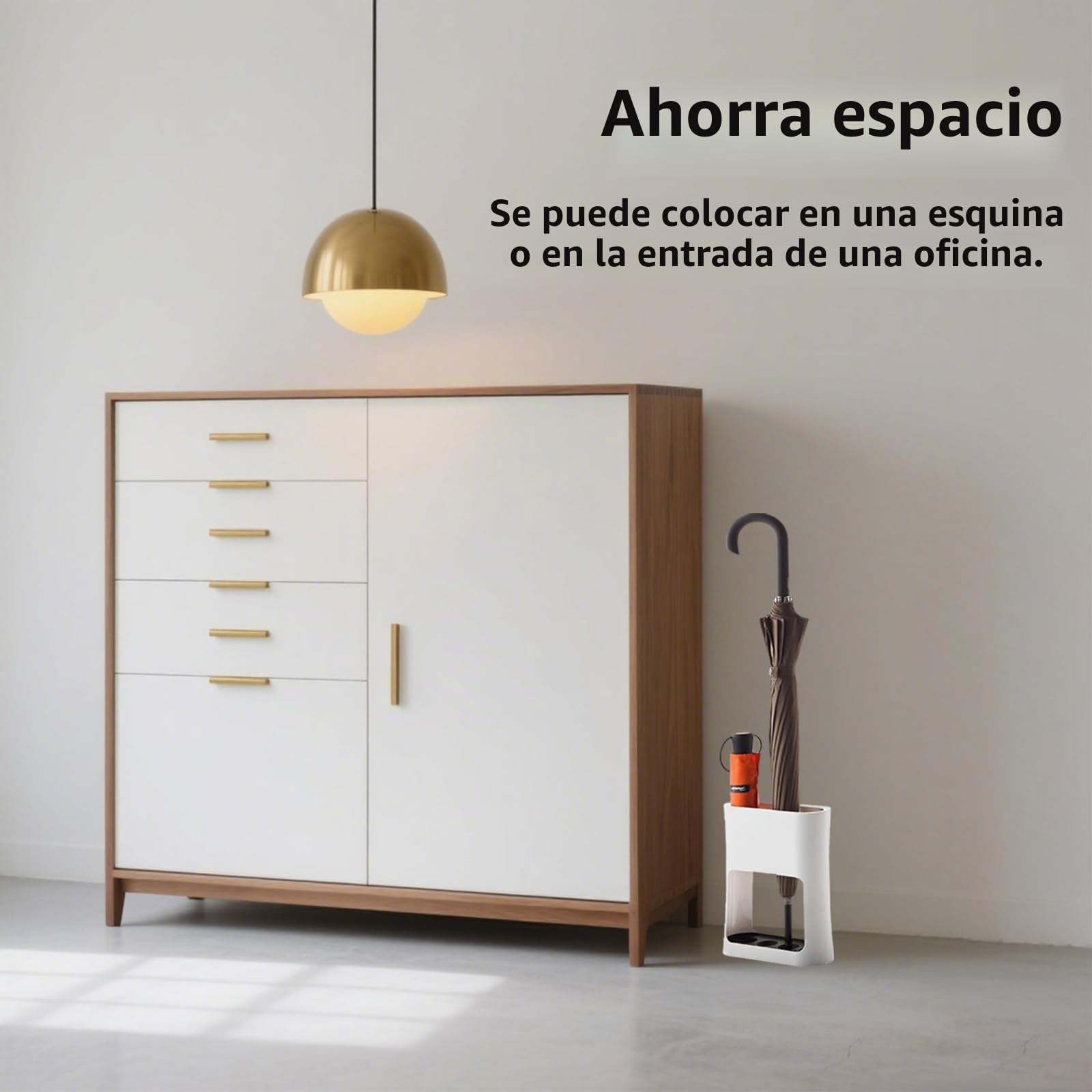 Paragüero, 22 x 9 x 28 cm Paraguas Organizador de Ahorro de Espacio, Soporte Minimalista Paragüero 4 Ranuras, con Bandeja de Goteo Extraíble, para Decoración Del Hogar y La Oficina, Blanco