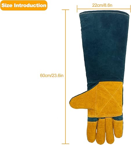 Miniatura 2 de Guantes de manejo de animales a prueba de mordeduras de cuero reforzado de Kevlar, guantes de protección, guantes antimordeduras para entrenamiento