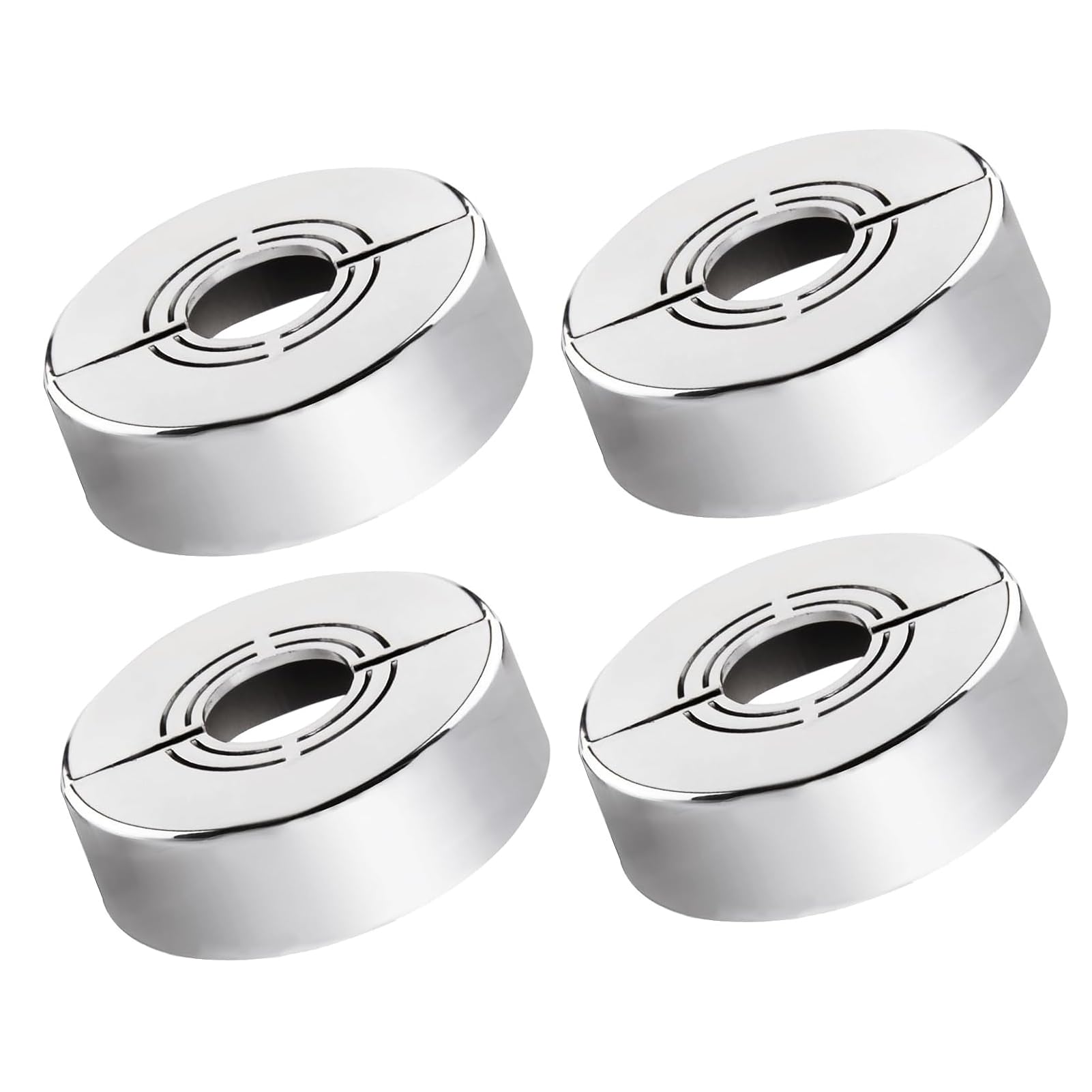 Lot de 4 Rosace Mitigeur Douche 3 Tailles en 1, Cache Tuyau Ø20/Ø25/Ø33 mm, Rosace Robinet Divisée pour Raccords de Plomberie, Accessoire Pratique pour Salle de Bain et Cuisine
