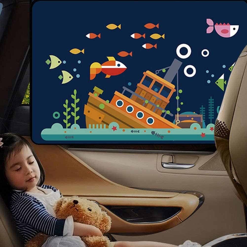 Car Rear Side Window Curtain, Adjustable Sun Shade Car Curtain Flexible Car UV Protector Sun Block Vehicle Magentic Car Shades for Babies,Pack of 2