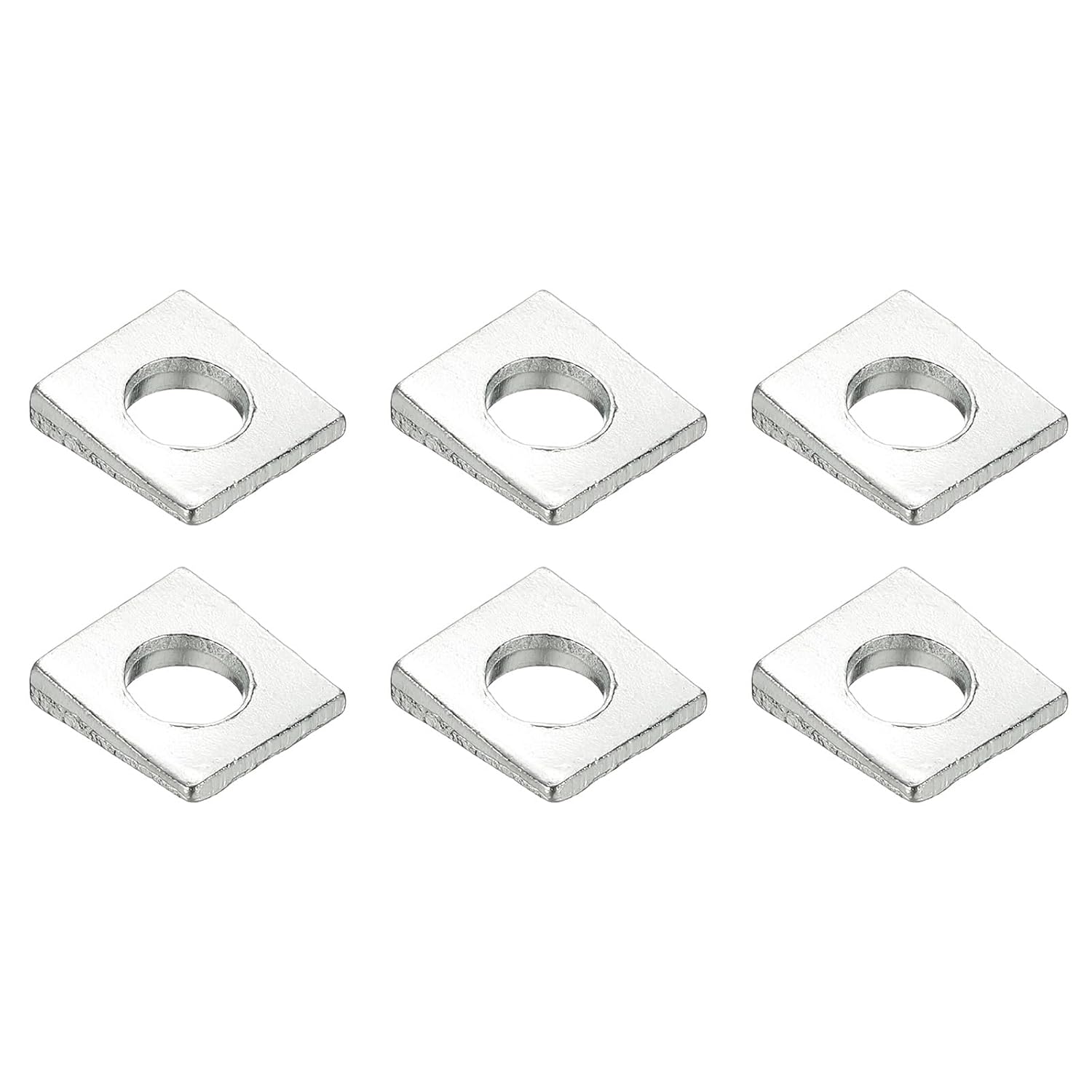 PATIKIL 6pcs Beveled Square Washers, M24x50mm Square Beveled Washers Bearing Strut Plate Flat Pad Spacer Carbon Steel for 24mm Bolts Wedge Shim Leveling Fastener Nut Bolt Gasket, Silver