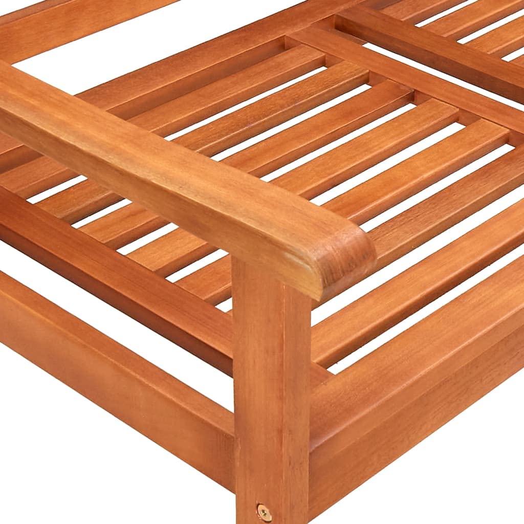 Masywna ławka ogrodowa z eukaliptusem 150 cm, 3-osobowa ławka drewniana o ergonomicznym wzornictwie, powierzchnia pokryta olejem, łatwa w pielęgnacji, łącznie z wyściełaną nakładką na