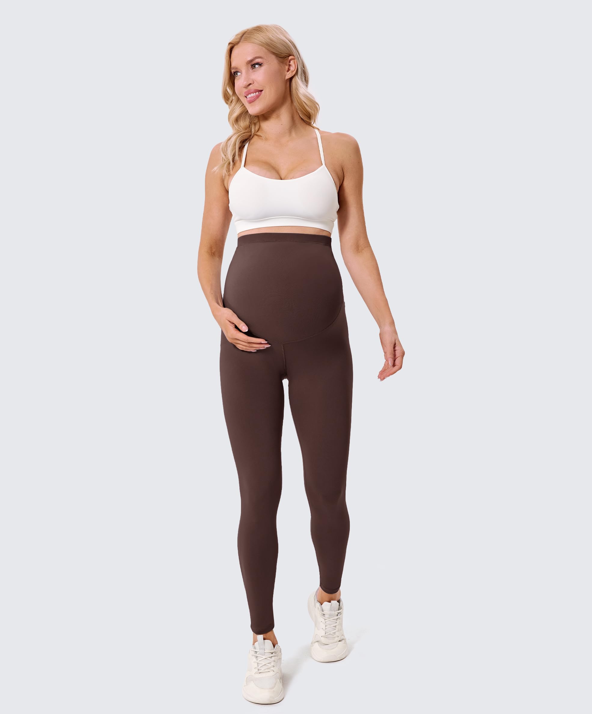BAYDI Creamlush Legging de grossesse pour femme avec soutien ventral réglable, doux, taille haute, opaque, confortable, pour le yoga, les loisirs