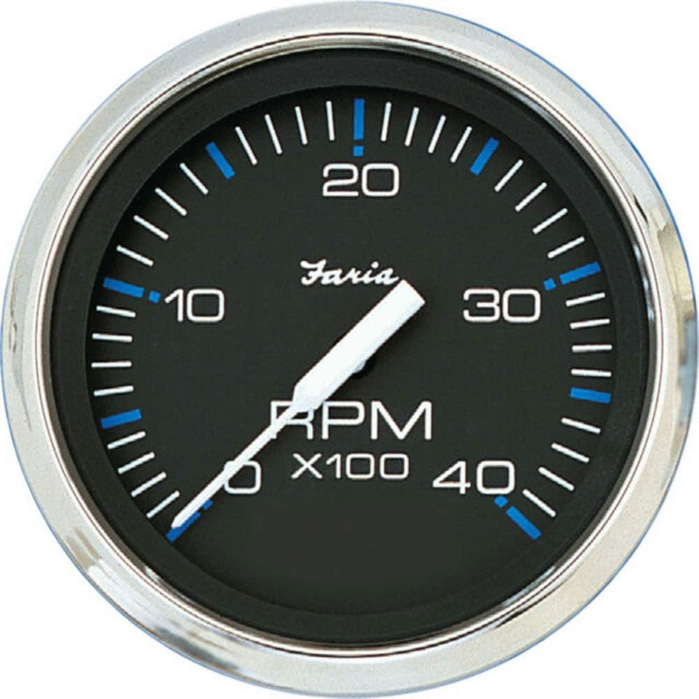 Faria Beede Instruments BEEDE 33742 Chesapeake Stainless Steel Tachometer (4000 RPM) Diesel - 4"", Black