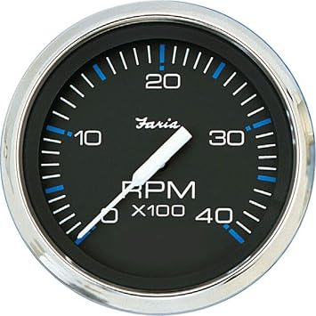 Faria Beede Instruments BEEDE 33742 Chesapeake Stainless Steel Tachometer 4000 RPM Diesel - 4"", Black
