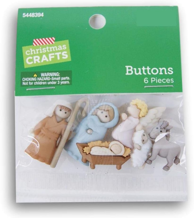 Christmas Crafts Nativity Buttons - Mary, Joseph, Baby Jesus